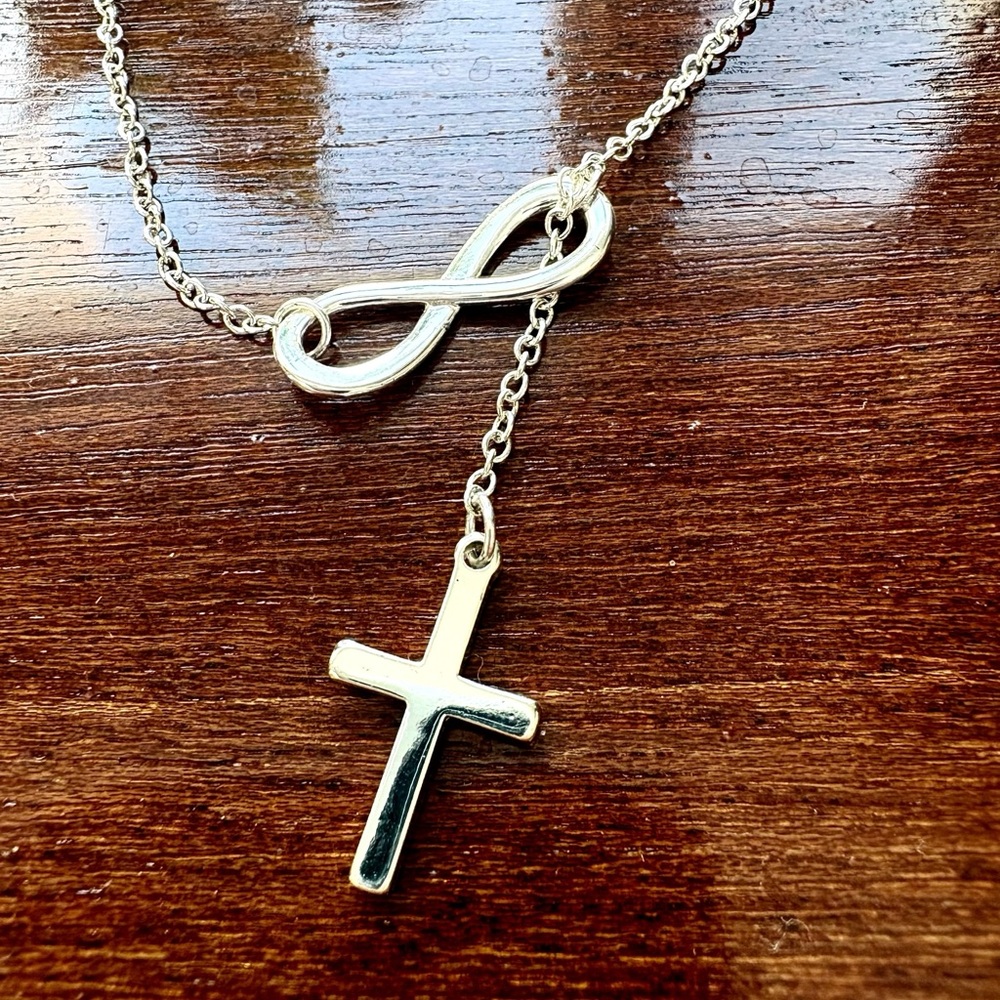 Elegant Silver Infinity Cross Necklace